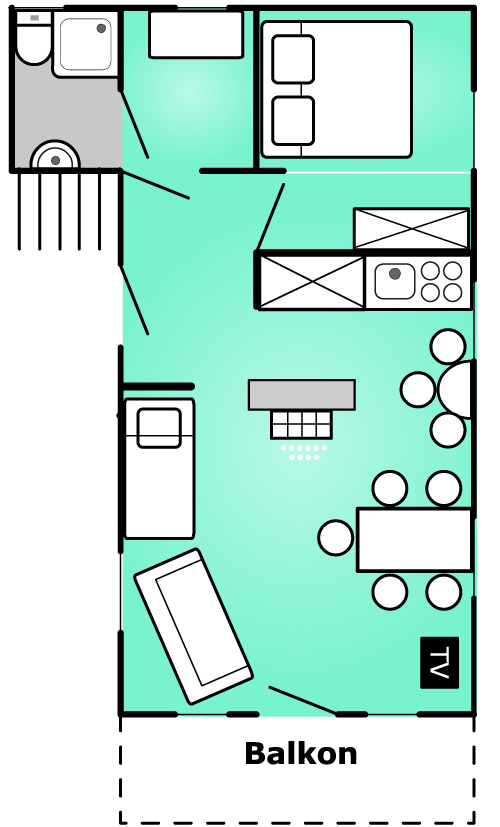 rzut apartament G4 Apartament 4 osobowy z balkonem w Zakopanem